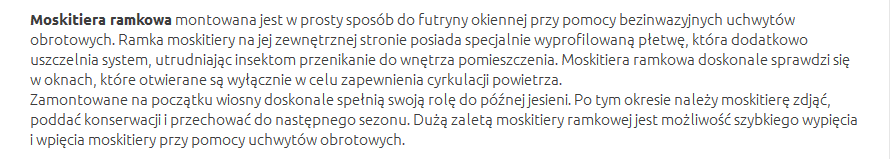 moskitiery informacje